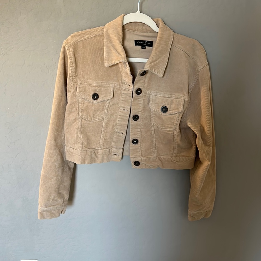Cropped button-up corduroy jacket